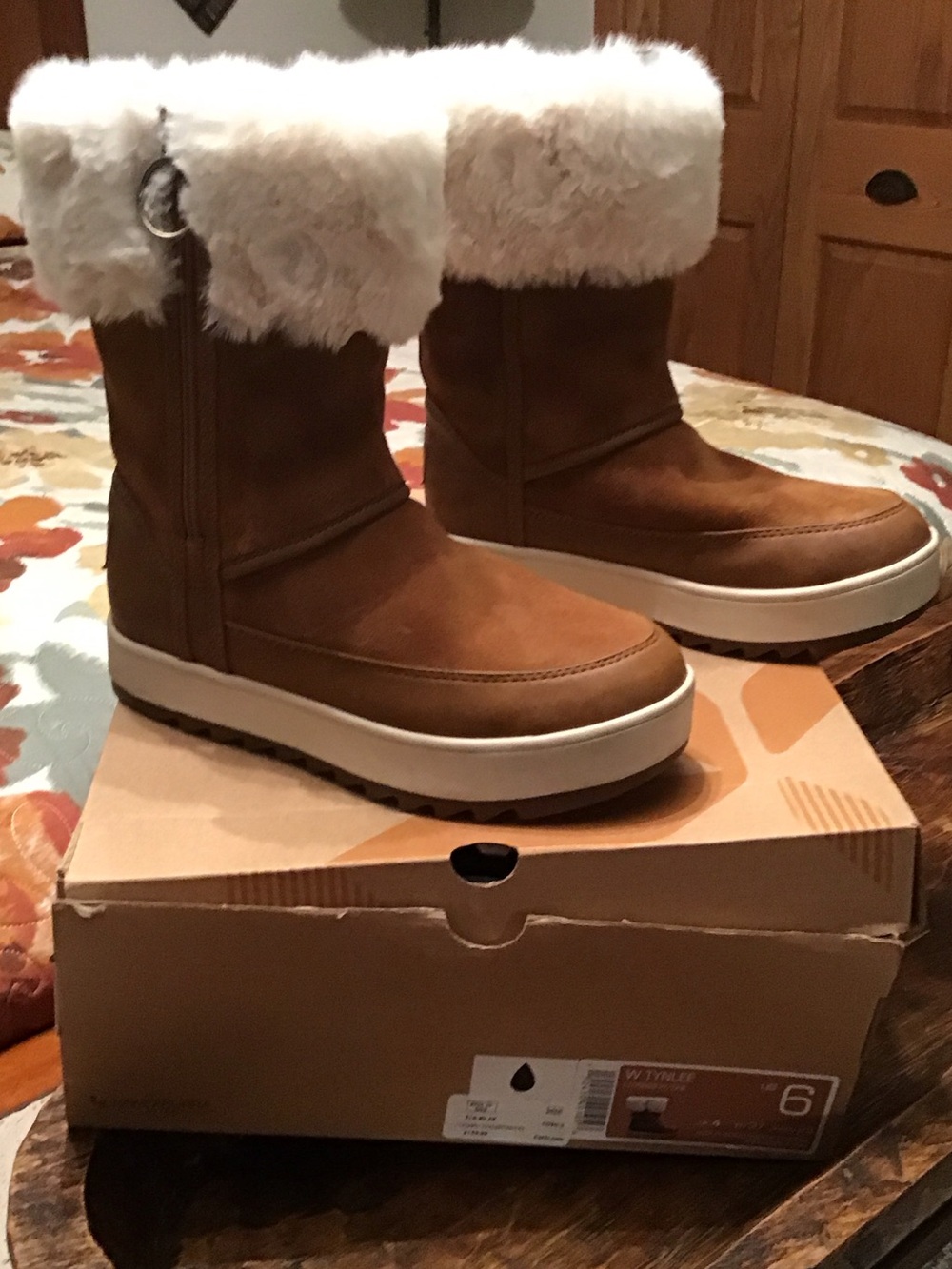 Sorel Chestnut Brown Faux-Fur Cuff Winter Boots